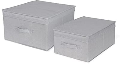 Grote Opbergdozen voor Kleding en Speelgoed - 75GSM Nonwoven, Stevig Karton, Grijs/Wit