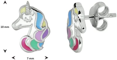 Zilver Gerhodineerde Oorknoppen eenhoorn 1332786