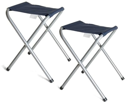 Gerimport Opvouwbare stoel - 2x - blauw - kunststof/metaal - 35 x 38 cm - klapstoel camping