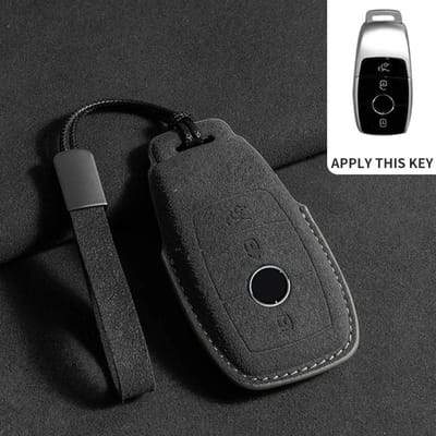 Étui Porte-Clés de Voiture en Cuir Pour Mercedes Benz Classe E W213 W205 E200 E260 E300 E320 Amg Cla Coque de Télécommande en Daim gray