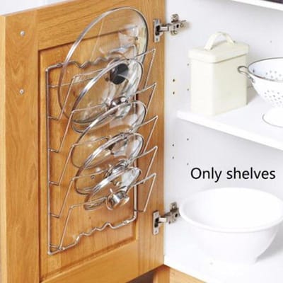 Keukenaccessoires Roestvrijstalen Potplank Organizer Pannen dekselstandaard Houder Afdruiprek zilver