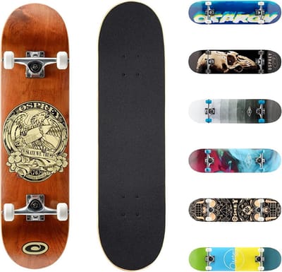 Complete Skateboard 31" x 8" voor Kinderen en Volwassenen - Dubbele Kick, Lichte Constructie, Inclusief Grip Tape en Wielen