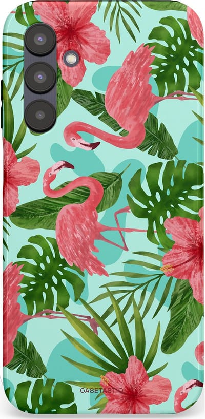 Casetastic hoesje geschikt voor Samsung Galaxy A25 - Dubbellaagse bescherming - Flamingo jungle - Fashion Case - Mintgroen Koraal