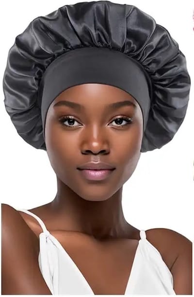 Without Lemon - Satijnen Bonnet Slaapmuts - Anti-klit - Haarbescherming - Slaapcap - Zacht - Zwart - One Size