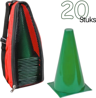 Groene Pionnen 20 stuks - 23 cm Sport pionnen - Pylonen in Tas