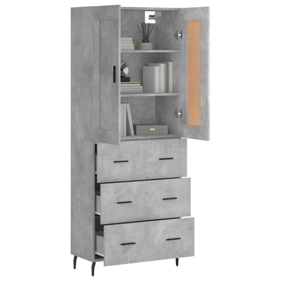 vidaXL - Hoge - kast - 69,5x34x180 - cm - bewerkt - hout - betongrijs