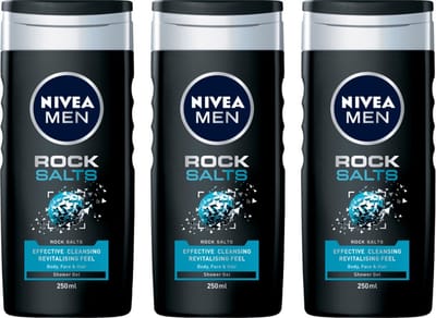 3x Nivea Men Rock Salts Douchegel 250 ml