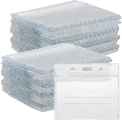 Dailygoods- Kaarthouder 50 Stuks - Transparante ID Kaart Houder - Waterdichte Badgehouder - Horizontale Naamplaatjeshouder - 10 x 8,5 cm - Duurzaam PVC
