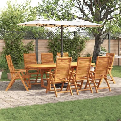 vidaXL - Tuin - Eettafel - Set - 9 - st - Bruin - Massief - Acacia - Hout