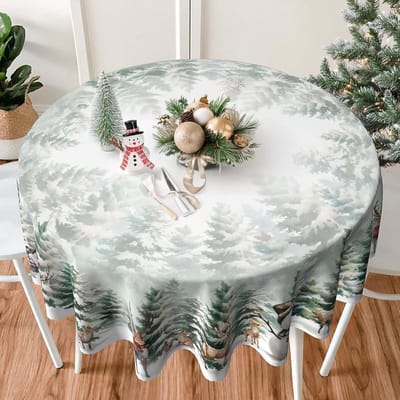Ronde Kerst Tafelkleed 152 cm Rustieke Boerderij Stijl voor Woonkamer en Feestdecoratie