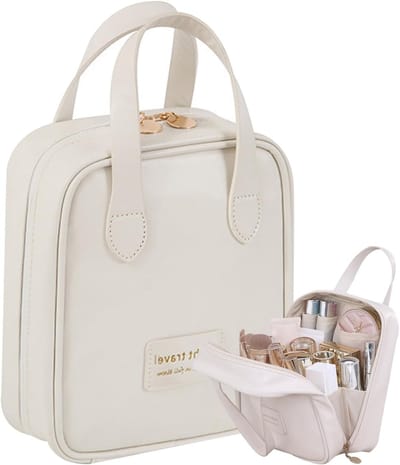 Grote Capaciteit Make-up Tas voor Vrouwen - Waterdichte PU Leren Make-up Organizer met Handvat voor Meisjes en Moderne Stijl