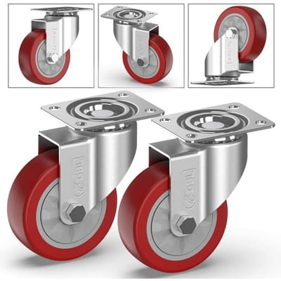 4 Zwenkwielen 100mm + Schroeven | Zwaarlastwielen 600KG - Zwenkwielen Voor Meubels | Zwenkwieltjes v