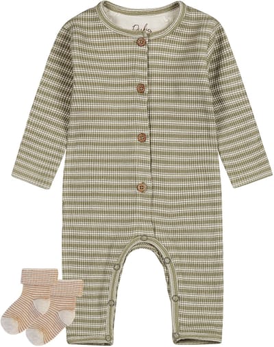 Dirkje - Noppies - Boxpak Light Faded Green - sokjes bruin gestreept - Maat 44