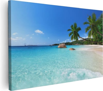 Artaza Canvas Schilderij Zee - 30x20 cm - Klein - Wanddecoratie Strand - Muurdecoratie Turkoois Water - Kamer Accessoires Tropisch