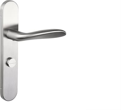 Lavuzo deurkruk Benevento RVS met afgerond schild WC63/8 badkamersluiting | Per set | Deurklink met schild