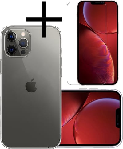 Hoesje - Met Screenprotector - Geschikt voor Apple iPhone 13 Pro - Sterk & Shockproof - Back Cover - Siliconen Case - Telefoon Hoes - Transparant