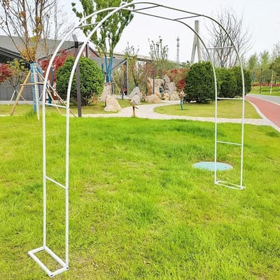 Tuinboog Smeedijzer - Rozenboog Plantensteun - Decoratie Tuin - Verdikte Stalen Buis - 2.4m x 2.2m - Wit