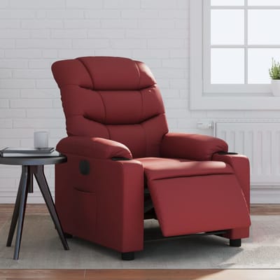 vidaXL - Fauteuil - verstelbaar - elektrisch - kunstleer - wijnrood