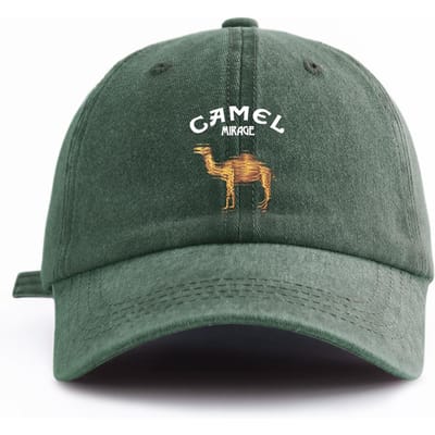 1 stuks CAMEL Print Gewassen Baseballpet voor Volwassenen, Minimalistische Retro Stijl Casual Zachte Verstelbare Papa Hoed, Perfect Als Cadeau donkergroene kleur
