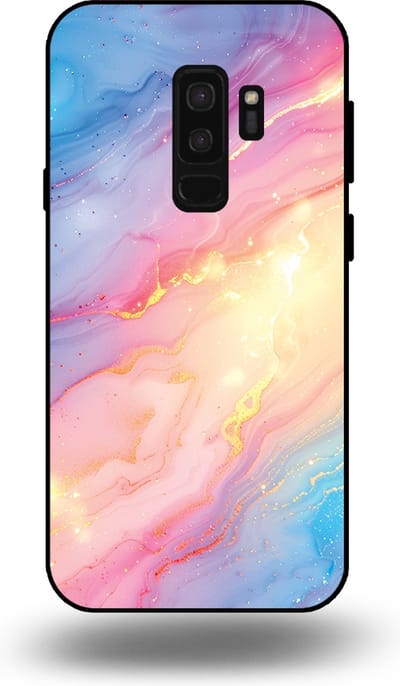 Smartphonica Telefoonhoesje Geschikt voor Samsung Galaxy S9 Plus met Regenboog Glitter Marmer Opdruk - TPU Backcover Case Rainbow Glitter Marble Design geschikt voor Samsung Galaxy S9 Plus