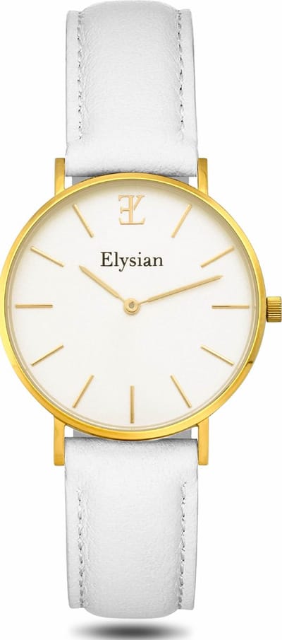 Elysian Horloge Dames Goud - 36mm - Leren Band - 5ATM Waterdicht - Cadeau voor vrouw