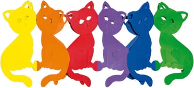 Verjaardag feest slinger katten/poezen - 300 cm- gekleurd papier - brandvertragend - dieren