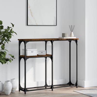 vidaXL - Wandtafel - 90x22,5x75 - cm - bewerkt - hout - gerookt - eikenkleurig