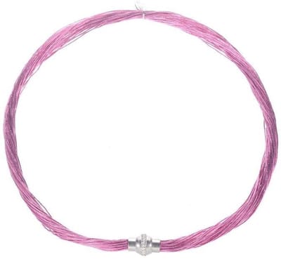 Behave - Ketting metallic koord roze met steentjes - Nikkelvrij - 46 cm