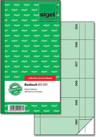 Sigel bonboekje Expres zelf kopiërend 10 5x20cm 360 nrs groen