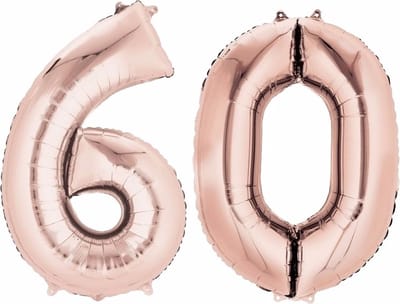 60 jaar verjaardag - Folie ballon cijfers - rose goud - 88 cm - versiering - feestarteikelen