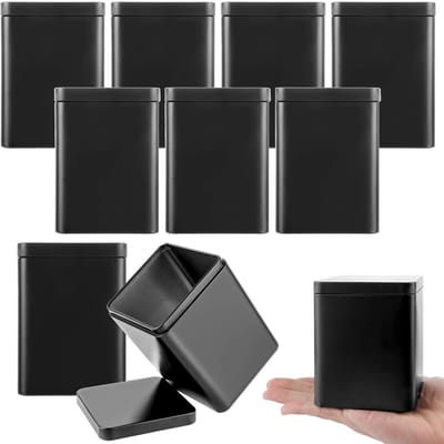 Dailygoods- Theedoosjes Klein - 10 Stuks - Metalen Aromadichte Opslag - 8 x 8 x 11 cm - Duurzaam - Voor Losse Thee/Kruiden - Theeopslag