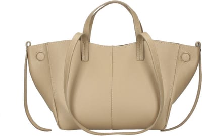 Taupe Leren Bag in Bag Handtas - Chique Leren Handtassen - Kort & Lang Hengsel - Vergroot Of Verklein de Tas - Taupe