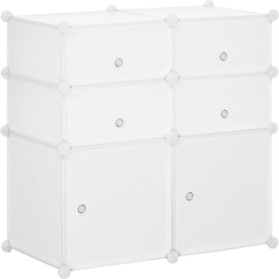 Schoenenkast - 75 x 37 x 73 cm - Rek met Opbergboxen - Kunststof en Staal - Wit