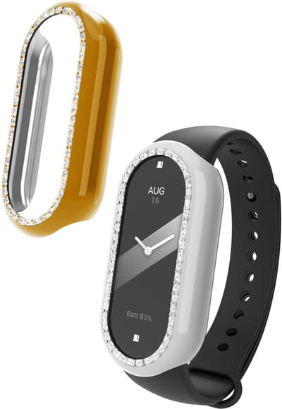 kwmobile 2x kunststof horloge rand bescherming geschikt voor Xiaomi Mi Band 10 / Smart Band 10 Beschermhoes - Glitter beschermhoesje zilver / roségoud