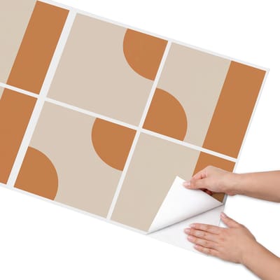 Coloray Meubel Wrap Folie - Beige Meubelfolie - 65x130 cm - Meubel Wrap Folie Vintage vormen - Plakfolie Meubels - Minimalist Meubelfolie - Decoratiefolie Zelfklevend - Slaapkamer decoratie - Geometrische