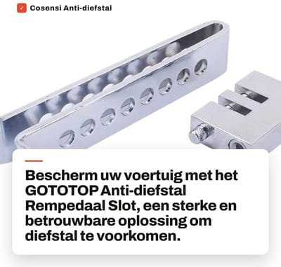 Dailygoods- Remslot 100% Veilig - Stalen Beveiligingsslot - Antidiefstal Slot - 8 Gaten - Inclusief 3 Sleutels - Geschikt voor Pedalen tot 1,5 cm - Auto Beveiligingsslot