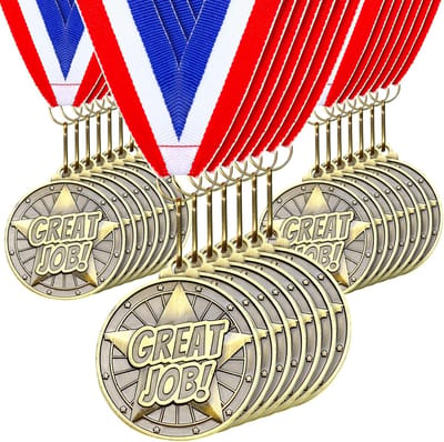 Gouden Prijzen Medailles - Winnaars Awards - Team Succes - 30 Stuks Pakket - 2 Inch Diameter - Goud Met Lint