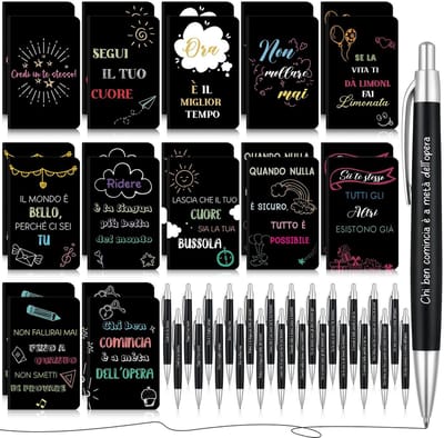 Dailygoods- Notitieboeken Set van 12 - Kleine Notitieboeken - Inspirerende Pennen - Mini Notitieboeken - Planner/Compositie - Hoogwaardige Materialen - Schrijfblok