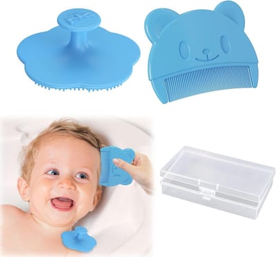 2-delige set babyborstels en kam, zachte silicone haarborstel voor babyverzorging, ideaal voor pasgeborenen en peuters