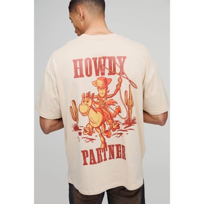 Oversized Disney Toy Story Howdy Gelicenseerde T-Shirt | Sand | Size XL