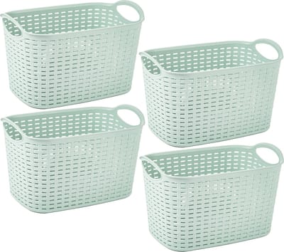 Plasticforte opbergmand/kastmandje - 4x - 6,4 liter - mintgroen - kunststof - 19 x 29 x 18 cm