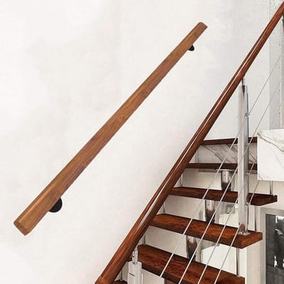Houten trapleuning - Handgreep trap - Veilig traplopen - Massief dennenhout - 270 cm - Natuurlijk hout