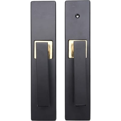 Poignée de porte d'entrée à clé Haute sécurité Alliage d'aluminium Robuste Silencieuse Noire Poignée de porte avec serrure et clé pour salle de bain gray