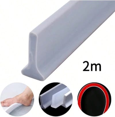YAGXIG Water Stopper Douche - Waterkering Douche 200cm Grijs - Anti water strip - Waterdrempel Badkamer - Douchestrip - Zelfklevende Kitrand - Beschermt tegen Waterlekkage - Douche - Lekkage-Opvouwbare Douchewaterdam