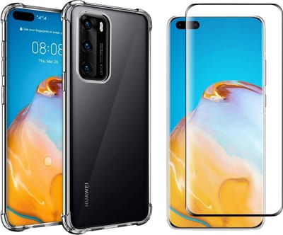 Hoesje geschikt voor Huawei P40 en Screenprotector - Transparant Shock Proof Case + Full Screen Protector Glas