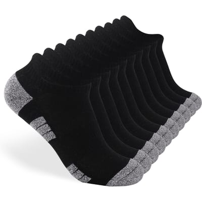 6-Pack Sportsokken voor Heren Dames Ademend Gedempt Atletische Enkelsokken Lage Sokken Buiten Sport Wandelen Hardlopen L - 10 packs zwart
