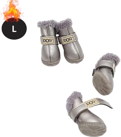 Bovista Hondenschoenen Pootbeschermer - Hondenschoenen - 4 Stuks - Hondenschoentjes - Pootbescherming Hond - Waterbestendig - Antislip - Zilver - L