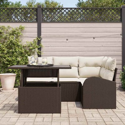 vidaXL - Tuinbank - Set - 5 - st - Bruin - poly - rattan