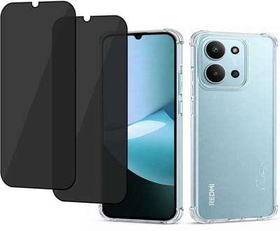 ChiGuard Hoesje + Privacy Screenprotector 2x geschikt voor Xiaomi Redmi 15C – Gehard Glas – Anti Inkijk – Case – Transparant