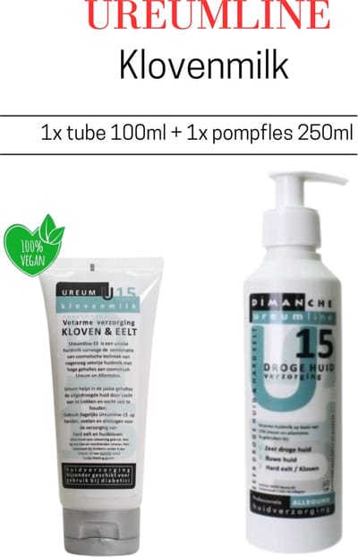 Ureumline U15 Klovenmilk – Ureum 15% - 100ml+250ml - Kloven, zeer droge huid en voeten, eelt & diabetes